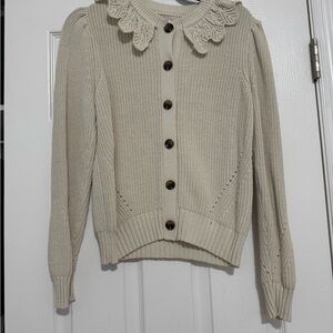 Who What Wear Cream Cardigan with Scalloped Collar